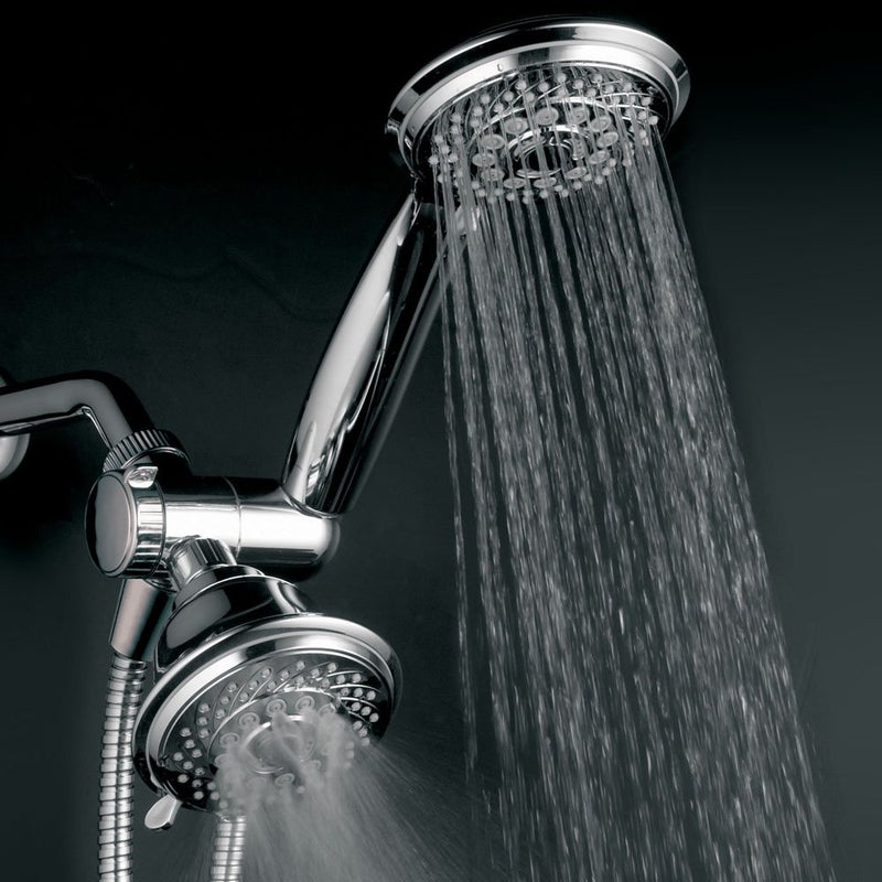 Hotel Spa 4-Inch Twin Shower Head Combo, Chrome, 30-Setting Shower Heads, 6-Foot Stainless Steel Hose, Ultra-Luxury, Showerspa - Image 5